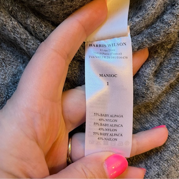 Harris Wilson gray baby alpaca blend knit gray sweater size 1 / small - Picture 5 of 6